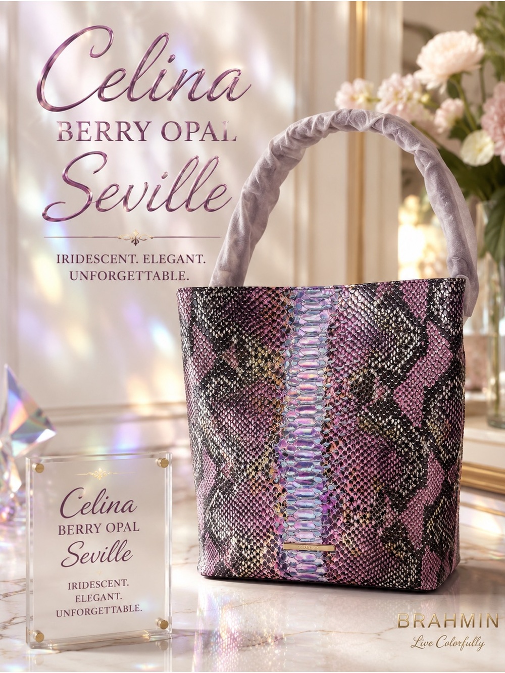Brahmin Celina berry opal Seville genuine leather